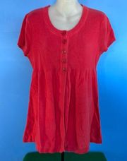 Sonoma Life & Style Red Short Sleeve Half Button Sweater Size XL