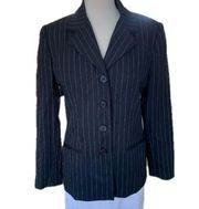 Jacqueline Ferrar Blazer Size 8 Pinstripe Black White Classic Fit