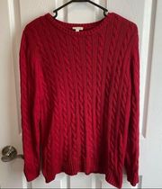 Red Cable Knit  Sweater Size Medium