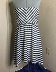 RUBY ROX SUN DRESS STRAPLESS Blue White Stripe