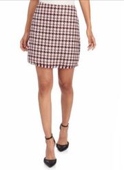 Houndstooth Fringe Hem Skirt