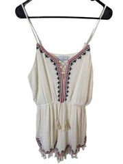 Stella Laguna Beach Boho Style Cotton Romper With Tassels