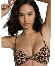 Good American Sexy Twist Snow Leopard Knotted Bandeau 5 NWT