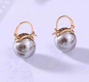 Gray Pearl Dangle Drop Earrings for Women
