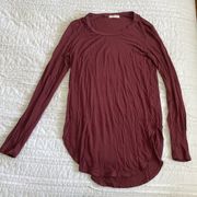 Blush Burgundy Long Sleeve Long Tshirt