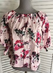 Pink Floral Blouse, XL