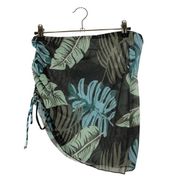 Boutique Black & Blue Leaf Mesh Sarong Swim Skirt Coverup S