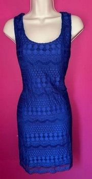 TIANA B ROYAL BLUE LACE OVERLAY SLEEVELESS DRESS LINED WOMENS SIZE XL NWT