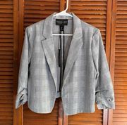 NWT Open Blazer 3/4 Pleated Sleeve M Black And White Houndstooth $59