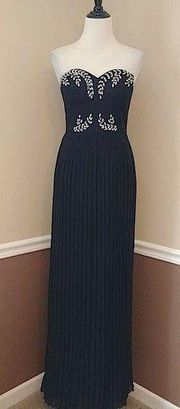 NEW Modcloth Chi Chi Black Beaded Pleated Shirred Back Maxi Dress 2