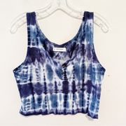 Lucky Brand Waffle Tie Dye Cropped Button Front Tank Top