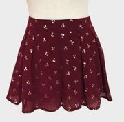 L'atiste by Amy | High Waisted Flowing Flared Boho Cherries Shorts | Medium