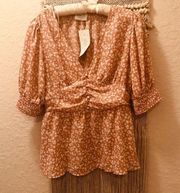 Sienna Sky Peplum Floral Blouse Peach medium