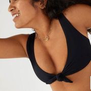 NWT Everlane Tie-Front Bikini Top in Black size L