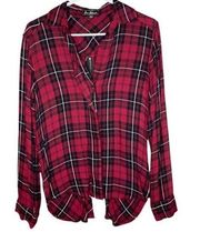 SAM EDELMAN Cossete Boysenberry Plaid Zip Split Back Shirt Size Small