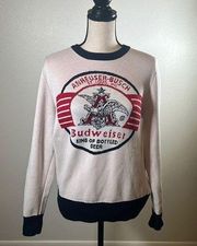 Budweiser Retro White Knit Sweater SZ S