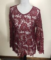 red floral long sleeve shirt size Large