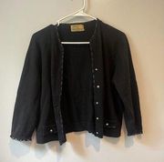 Vintage Dalton Marshall Field & Co. Black Cashmere Cardigan Sweater