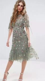 NEW Needle & Thread Floweret Embellished Midi Dress