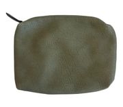 Anthropologie Solid Lined Pebbled Faux Vegan Leather Green Zipper Clutch Pouch