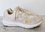 Nike Zoom Winflo 5 Running Shoes Sneakers Size 6 Women’s White Metallic Gold