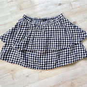 Madewell Gingham Print Tiered‎ Mini Skirt | Navy/White Small