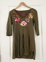 Johnny Was Floral Embroidered Tunic Top