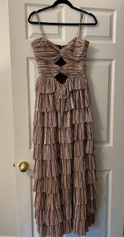 Pleated Metallic Gown