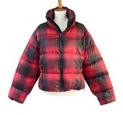 Old Navy Women's Coat Sz S Buffalo Plaid Red Black Puffer Jacket