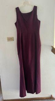 sleeveless cascading ruffle gown in wine