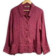 Flax shirt jacket‎ shacket lagenlook small pink herringbone 100% linen