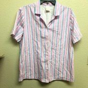 Blair Pink Blue Striped Collared Button Down womens shirt