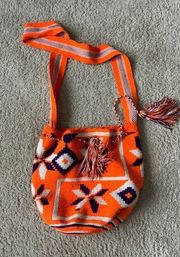 HANDMADE Knit Neon Orange Crossbody Bag