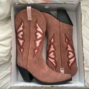 Fluttering Cowboy Boots in Blush Suede Metallic - Cowgirl Boot