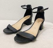 BRASH black strap open toe block heel sandals size 8