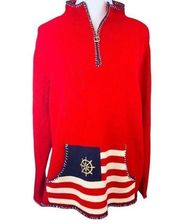 Vintage Liz Claiborne Nautical Flag  Red Sweater M/L