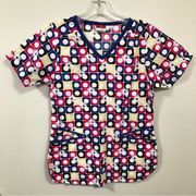 Dickies Circle Patterned Women's Hospital Scrub Top size XS