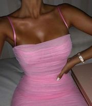 HOUSE OF CB 'Fornarina' Pepto Pink Organza Mesh Maxi Dress /Size XL