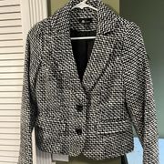 👑 AB Studio Black and White Knit Blazer Size 4