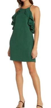 NWOT WILLOW Ojai Mini Dress Hunter Green Linen Blend Cocktail Dressy SZ Medium