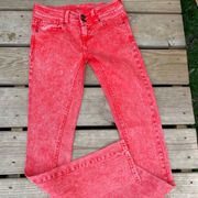 Delia's Red Stonewash Skinny Jeans sz 1/2