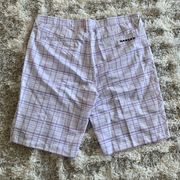 Modern  White/Purple Checkered Print Classic Golf Shorts
