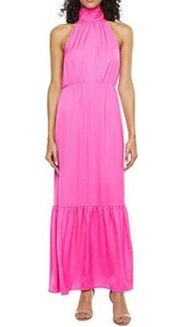 Worthington NWT Sleeveless Bright Pink Ruffled Maxi Dress