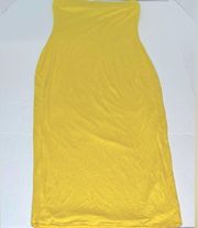 MOA Collection Yellow Slim Fit Bodycon  Elastic Tube Midi Dress Size Small NEW!