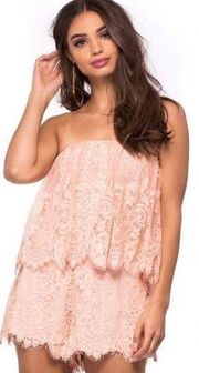 Lovers + Friends Kristine Pink Lace Romper