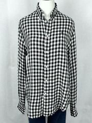 Ralph Lauren  Buffalo Plaid Shirt Soft Flannel Black & Off White Check Sz Med