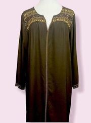 Lucky Brand Rayon Boho embroidered tunic dress brown XL
