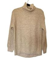 NWT OLD NAVY Tunic Length Cocoon Turtleneck Sweater Cream Of Wheat XS