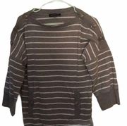 Jones New York Grey striped sweatshirt M