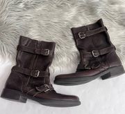 J. Crew Leather Dark Brown Miller Motorcycle Boots